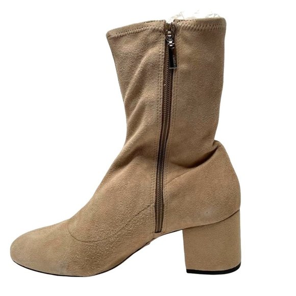 NIB SCHUTZ WOMENS MID CALF BEIGE LUPE STRETCH LEATHER BOOTS IN BRUSH TAN… - Picture 5 of 16